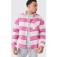 Mens Kastiges kariertes Overshirt - Rosa - L, Rosa von boohooman