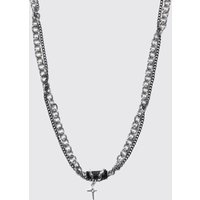 Mens Kette mit Kreuz-Anhänger - Silber - ONE SIZE, Silber von boohooman