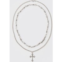 Kette mit Kreuz-Anhänger - Silber - ONE SIZE, Silber Kette mit Kreuz-Anhänger - Silber - ONE SIZE, Silber von boohooman