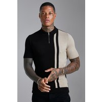 Kurzärmliges Colorblock Poloshirt - Schwarz - XS, Schwarz von boohooman