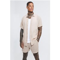 Mens Kurzärmliges Hemd und Shorts - Grau - XS, Grau von boohooman