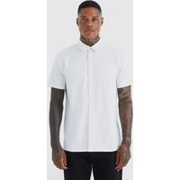 Mens Kurzärmliges Jersey-Hemd - Weiß - L, Weiß von boohooman