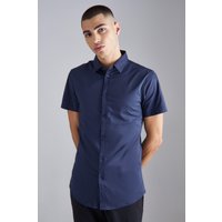 Mens Kurzärmliges Muscle-Hemd - Blau - XL, Blau von boohooman