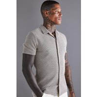 Mens Kurzärmliges Muscle-Shirts mit Print - Taupe - XS, Taupe von boohooman