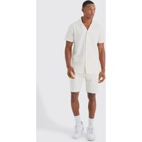 Mens Kurzärmliges Ottoman Jersey-Hemd und Shorts - Grau - L, Grau von boohooman