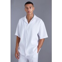 Mens Kurzärmliges Oversize Hemd - Weiß - L, Weiß von boohooman