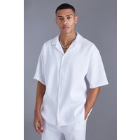 Mens Kurzärmliges Oversize Hemd - Weiß - XL, Weiß von boohooman