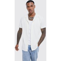 Kurzärmliges geripptes Jersey-Hemd - Beige - M, Beige Kurzärmliges geripptes Jersey-Hemd - Beige - M, Beige von boohooman
