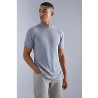 Mens Kurzärmliges geripptes T-Shirt - Grau - XL, Grau von boohooman
