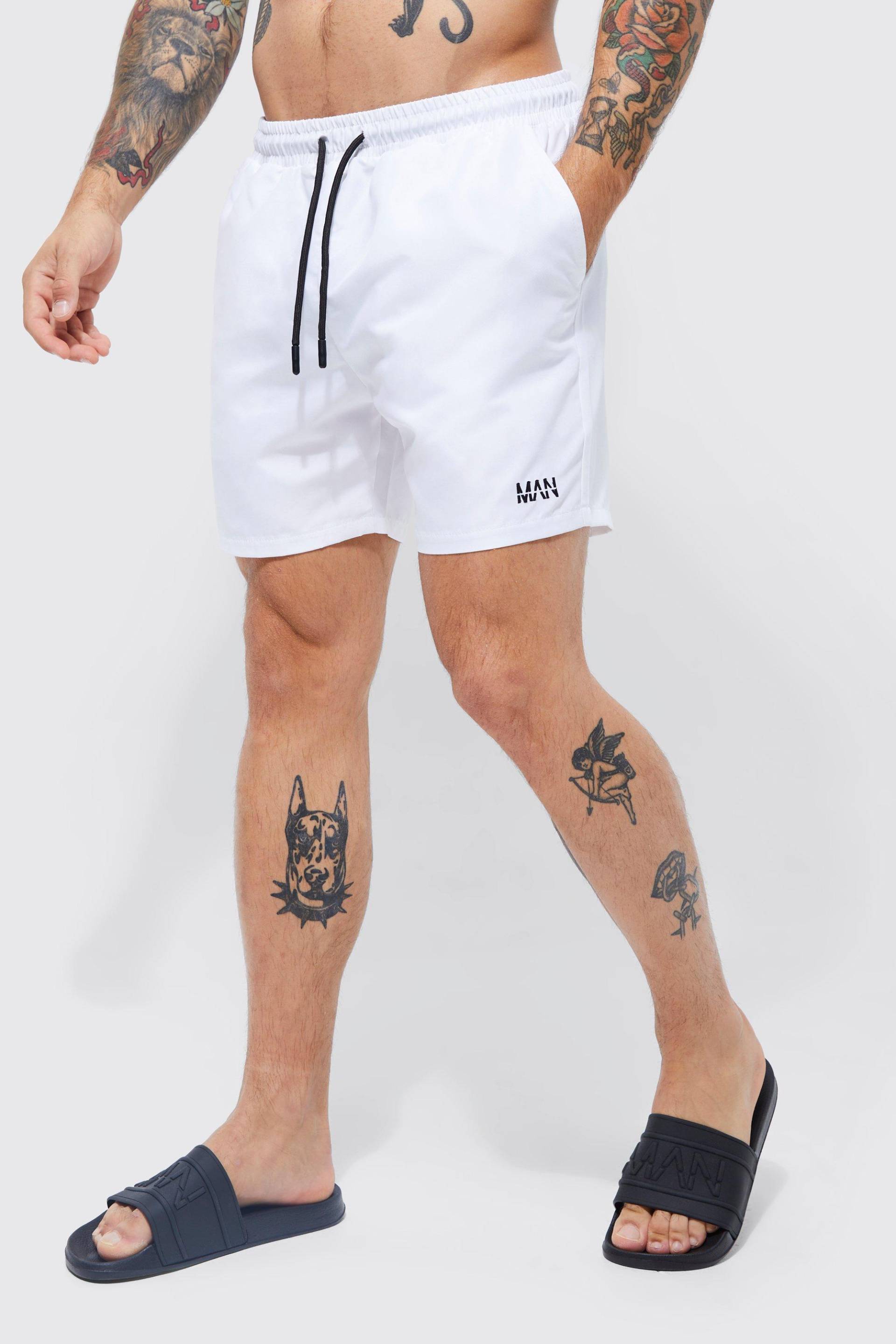 Mens Kurze Original Man Badehose - Weiß - XL, Weiß von boohooman