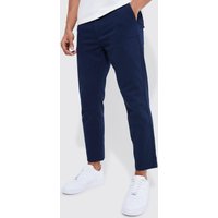 Mens Kurze Slim-Fit Chino-Hose - Blau - 32, Blau von boohooman