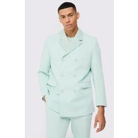 Mens Lace Detail Double Breasted Blazer - Grün - 40, Grün von boohooman