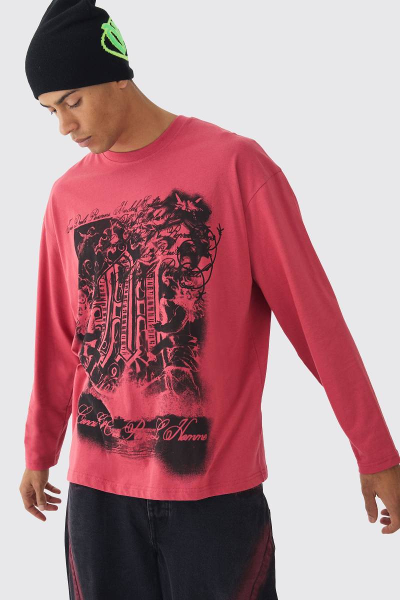 Langärmliges Oversize T-Shirt - Rot - M, Rot Langärmliges Oversize T-Shirt - Rot - M, Rot von boohooman