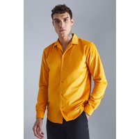 Mens Langärmliges Velour-Hemd - Gold - M, Gold von boohooman