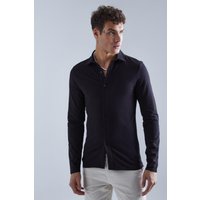 Langarm Muscle Fit Jersey-Hemd - Schwarz - XS, Schwarz von boohooman