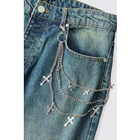 Silberne Kette mit Kreuz-Jeans - ONE SIZE, Silber Silberne Kette mit Kreuz-Jeans - ONE SIZE, Silber von boohooman