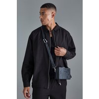 Smarte Harrington-Jacke aus Leinen-Mix - Schwarz - XS, Schwarz von boohooman