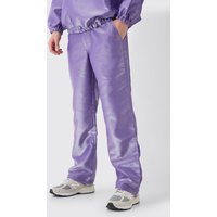 Mens Liquid Metallic Nylon Cargos - Lila - 34, Lila von boohooman