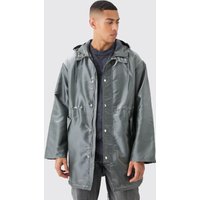 Mens Liquid Metallic Parka - Silber - L, Silber von boohooman