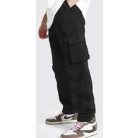 Mens Lockere Cargo-Chinohose - Schwarz - 32R, Schwarz von boohooman