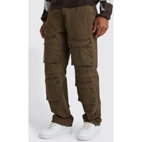 Mens Lockere Cargo-Hose mit Acid-Waschung - Braun - 32, Braun von boohooman