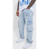 Mens Lockere Cargo-Jeans - Blau - 32, Blau von boohooman