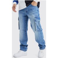 Mens Lockere Cargo-Jeans - Blau - 34R, Blau von boohooman