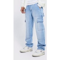 Mens Lockere Cargo-Jeans - Blau - 38, Blau von boohooman