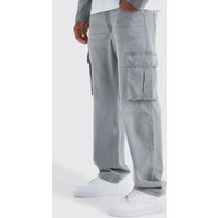 Mens Lockere Cargo-Jeans - Grau - 36R, Grau von boohooman