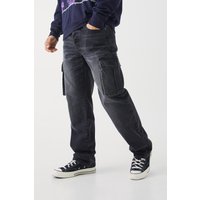 Lockere Cargo-Jeans - Schwarz - 30R, Schwarz von boohooman