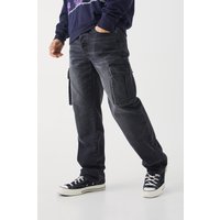 Lockere Cargo-Jeans - Schwarz - 30R, Schwarz von boohooman
