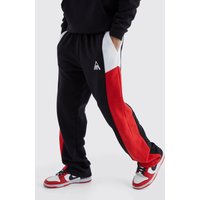 Mens Lockere Colorblock Jogginghose mit Logo - Rot - M, Rot von boohooman