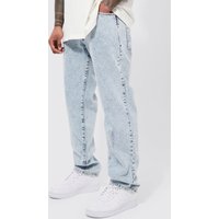 Mens Lockere Jeans mit Stickerei - Blau - 32R, Blau von boohooman