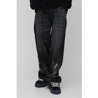 Lockere Jeans mit silbernem Metallic-Effekt - 36R, Silber Lockere Jeans mit silbernem Metallic-Effekt - 36R, Silber von boohooman