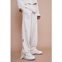 Mens Lockere Jogginghose mit geteiltem Saum - Ecru - L L, Ecru von boohooman