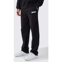 Mens Lockere Jogginghose mit rohem Saum - Schwarz - L, Schwarz von boohooman