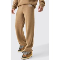 Lockere Strick-Hose mit Logo - Grau - M, Grau von boohooman