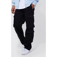 Lockere Twill Cargohose - Schwarz - 32R, Schwarz von boohooman