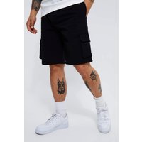 Mens Lockere elastische Stretch Cargo-Shorts - Schwarz - XS, Schwarz von boohooman