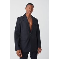 Mens Lockerer Blazer mit Streifen - Schwarz - 36, Schwarz von boohooman