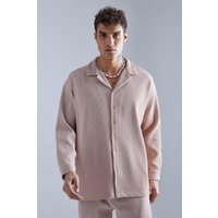 Mens Langärmliges Oversize Hemd - Taupe - S, Taupe von boohooman