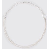 Mens Loop Detail Metal Chain Necklace In Silver - Silber - ONE SIZE, Silber von boohooman