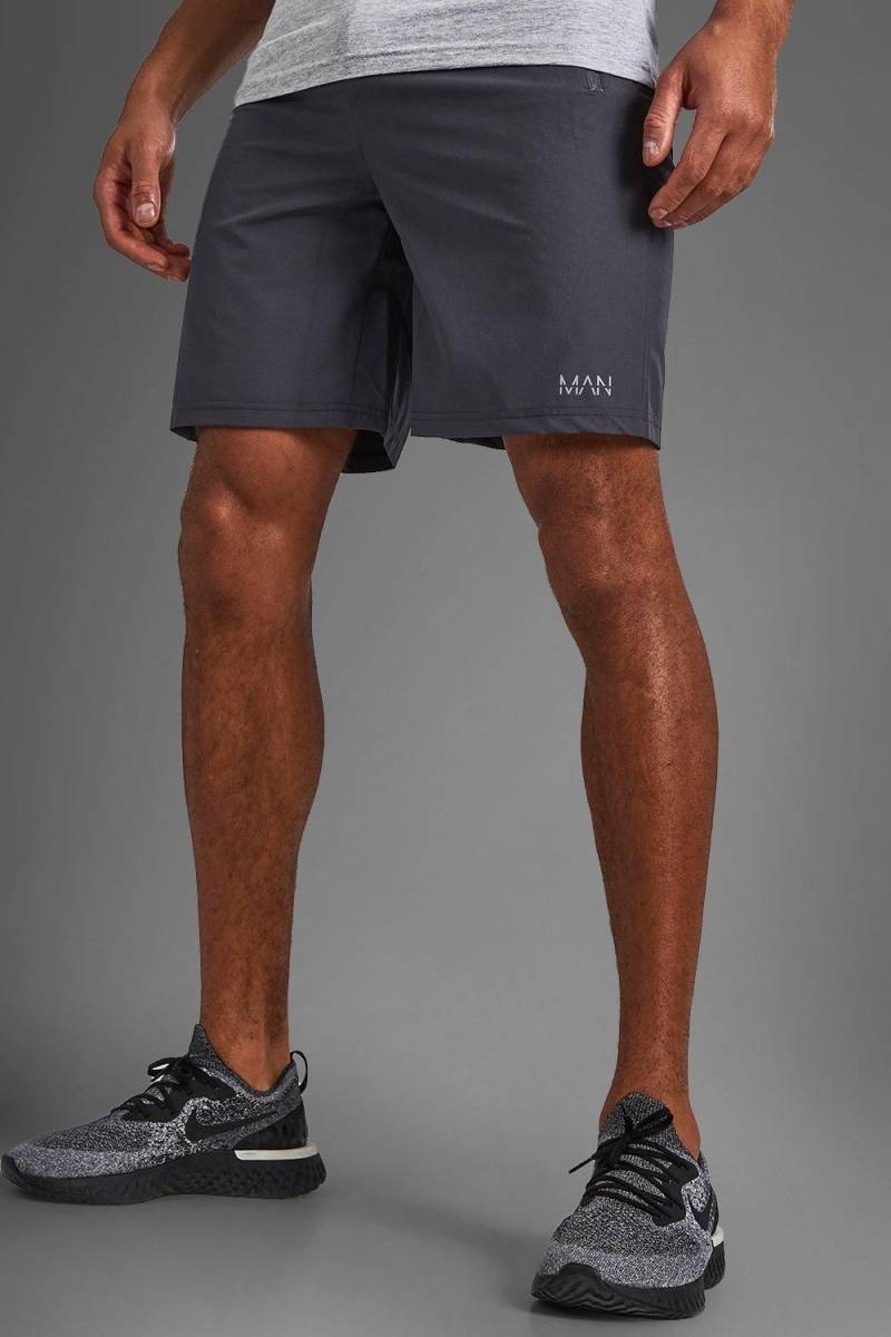 Man Active Shorts mit Reißverschluss-Taschen - anthrazit - XS, anthrazit von boohooman