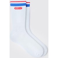 Mens MM 13 Varsity Sports Stripe Socks - Weiß - ONE SIZE, Weiß von boohooman