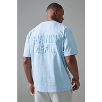 Mens Man Acitve Training Dept Oversized Embossed T-shirt - Blau - S, Blau von boohooman