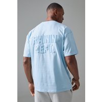 Mens Man Acitve Training Dept Oversized Embossed T-shirt - Blau - XL, Blau von boohooman