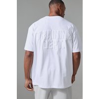 Mens Man Acitve Training Dept Oversized Embossed T-shirt - Weiß - L, Weiß von boohooman