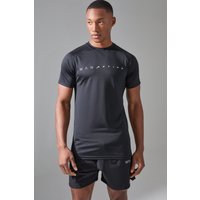 Man Active T-Shirt aus leichtem Gewebe - Schwarz - L, Schwarz von boohooman