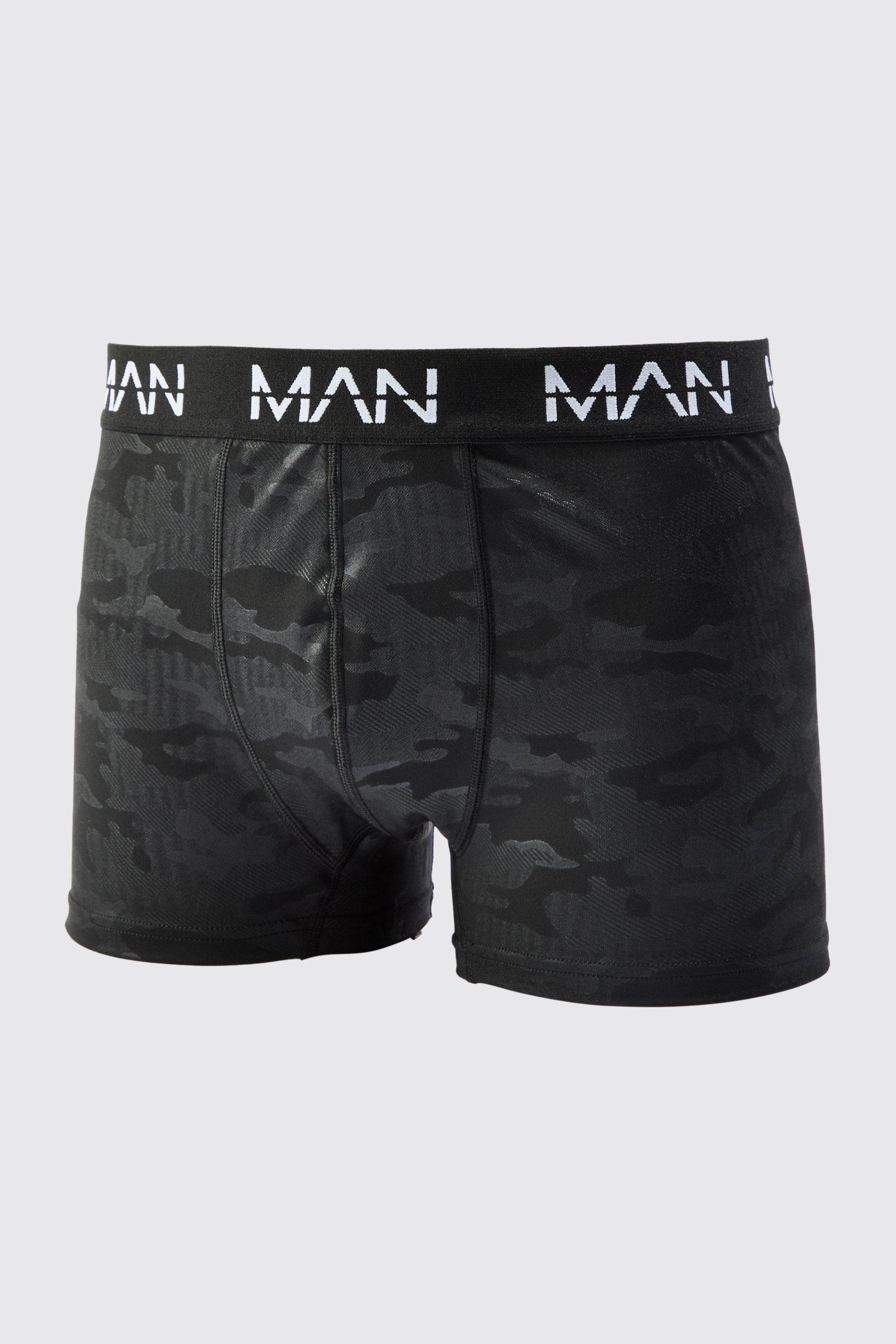 Man Active Camouflage Performance Boxershorts - Schwarz - XS, Schwarz Man Active Camouflage Performance Boxershorts - Schwarz - XS, Schwarz von boohooman
