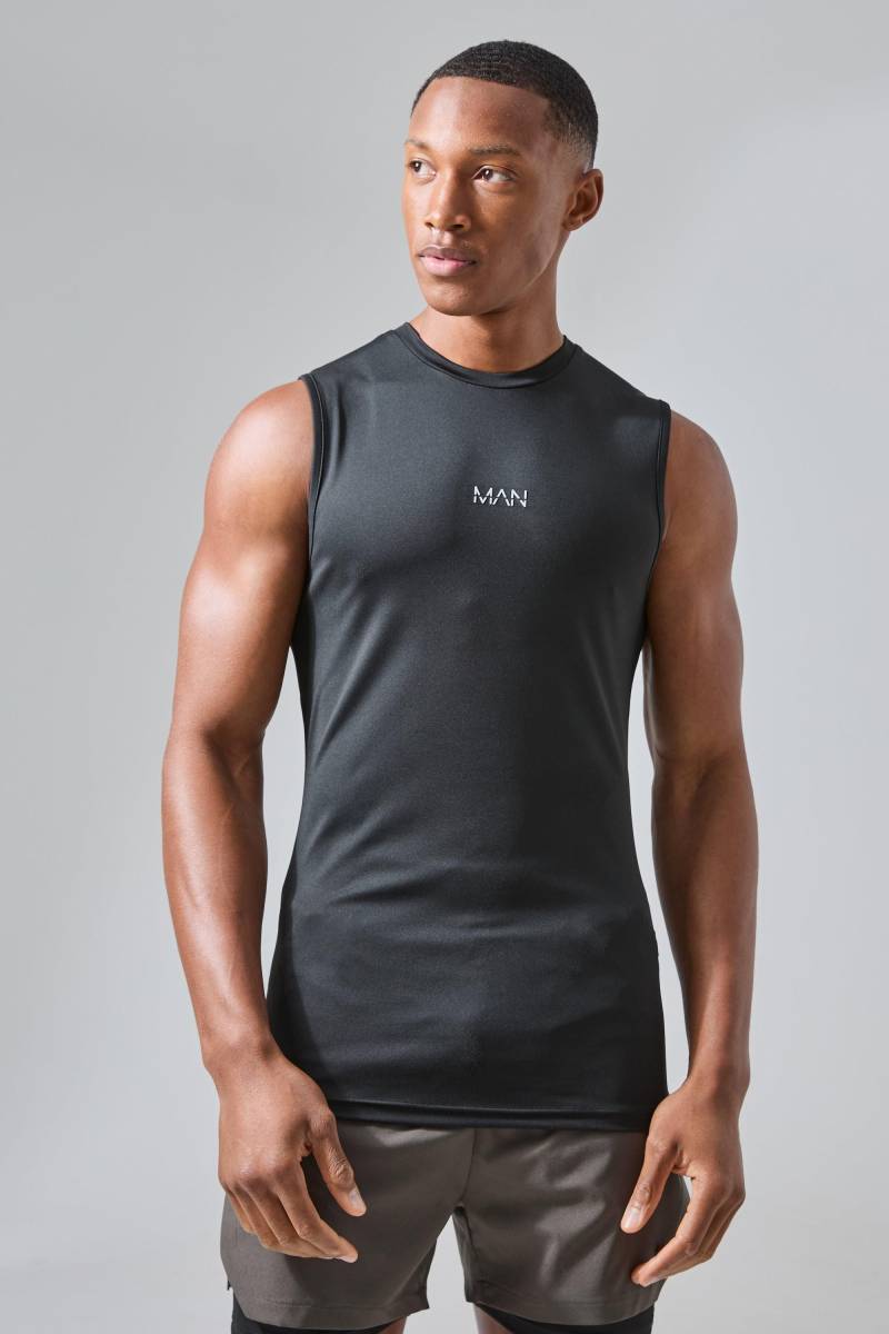 Man Active Kompressions vesttop - Schwarz - M, Schwarz von boohooman